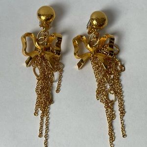 Jose & Maria Barrera bow Earrings 24 kt Plate